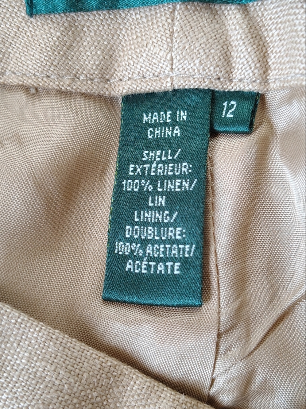 Lauren Ralph Lauren Tan Linen Blend Dress Pants Size 12 - Picture 10 of 13